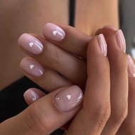 Nude Manicure Fake Nails White Small Heart Wearable Nails Simple Wearable Nails mini Nails