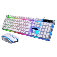 ชุดคีย์บอร์ดและเมาส์ สีขาว Keyboard and Mouse set (white color) USB interface Rainbow LED Light (ฟรี! สติ๊กเกอร์ภาษาไทย)