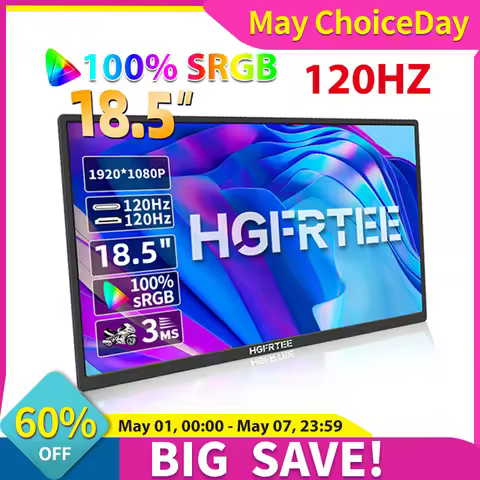 HGFRTEE 18.5inch Portable Monitor 120Hz RGB100% With VESA Hole & Back bracket Laptop Extended Displa