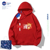 เสื้อสเวตเตอร์สีแดง NASA สำหรับเด็กชายเสื้อผ้าปีนักษัตรมังกรปี2024สำหรับเด็กหญิงฉลองปีใหม่แบบฤดูใบไม้ร่วงและฤดูหนาวบุขนสำหรับเด็ก