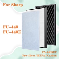 For FU-440 FU-440E FU440E Sharp air purifier FZ-440SEF Replacement True HEPA and Carbon Filter