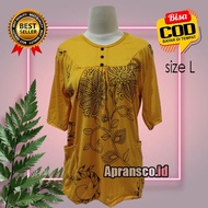 Apransco.id: 3/4 sleeve button patch t-shirt (random motif)