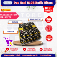 (50 Pcs) Box Dus Nasi Kotak R10B Motif Batik Hitam Premium - Ukuran 22x22x75 cm