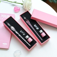 Macaron Glass Pen Set Signature Pen Crystal Student Use Dip Pen Glass Dip Pen Stationery Gift Pen