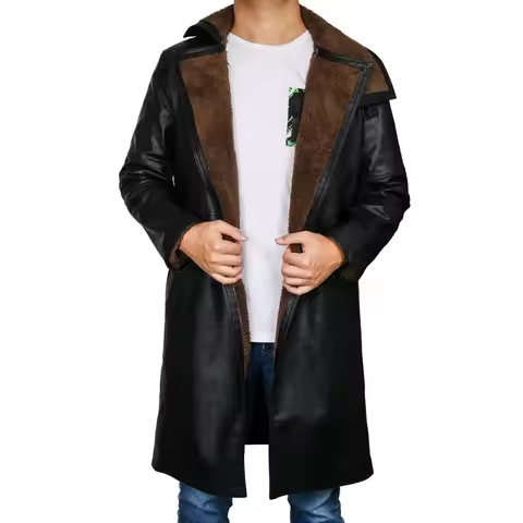 Blade Runner 2049 Officer K Trench Cosplay Costume 2017 Ryan Gosling Jacket Outwear Long PU Leather 