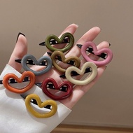 《Hot Sale》Heart Morandi Color Hair Clip New Style Women Side Bang Clip Children Invisible Duckbill C