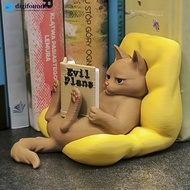 DIGIFOUNDER 3D Printed Reading Cat Statue Cute Multi-Color Desk Figurine for Book Lovers Funny Novel