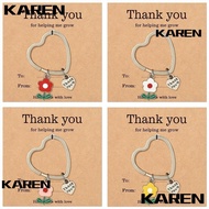 KAREN1 2pcs/4pcs Thank You Key Ring, Engraved Alloy Thanks Keychain, Cute Flower  Heart Shape Car Ke