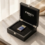 【FREED】彩虹貝殼時尚煤油打火機 - 雲霧藍貝(金色) 客製刻字