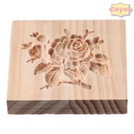 CEYOU Rose Cookie Mold, Wood 3.54*3.54*0.98 Inch Cookie Stamp, Easy To Clean Wooden Mold Portable Ho