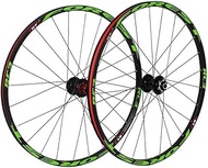 Bicycle Wheelset 26/27.5 In Bicycle MTB Double Layer Rim 7 Sealed Bearings 11 Speed Cassette Hub Disc Brake QR 24 Holes 1850g,Green-26inch