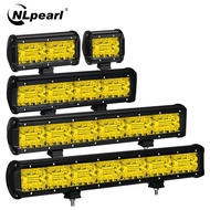 NLpearl 4-20inch 3Rows LED Bar Light Offroad 12V 24V Yellow LED Wokr Light for Jeep Truck Suv 4x4 Tractor Boat Atv LED F