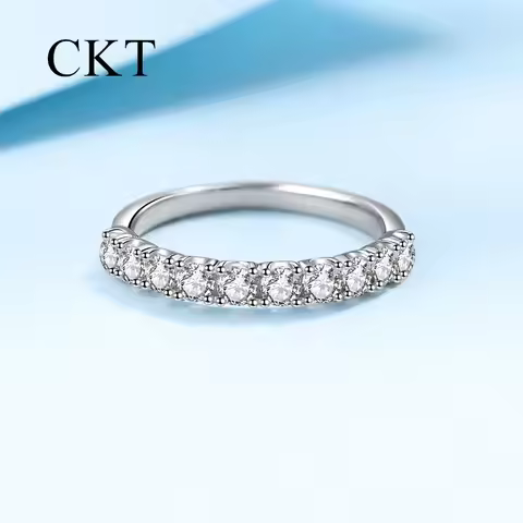 CKT Luxury Beautiful 18K White Gold 0.6ct/1ct Moissanite Ring for Women Platinum Pt950 Fine Jewelry 