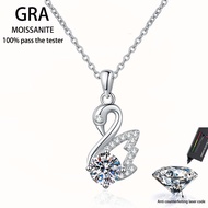 【 GRA Certificate Attached 】 1CT moissanite necklace, fashionable swan pendant S925 pure silver wome