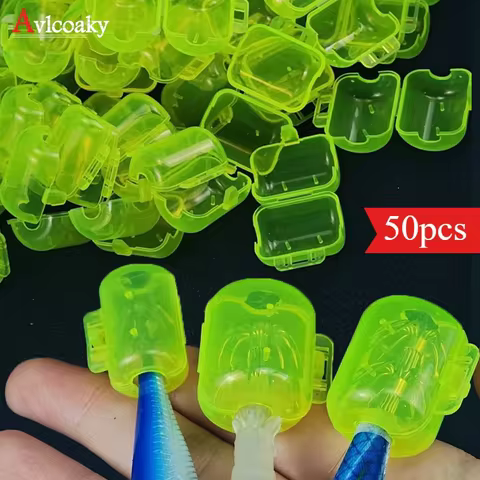 Ackibbik 50pcs Squid Jig Hook Protector Cover Squid Hooks Protector Shrimp Umbrella Case Wood Shrimp