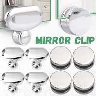 Bathroom Round Mirror Clip - Washroom Zinc Alloy Glass Clamp - Wall Mount Frameless - Suitable for 3-5mm Glass - Mirror Hinger Fixed Holder - Home Hardware Accessories