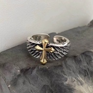 S925 เงินสเตอร์ลิง Angel Wings CROSS ส่วนบุคคล Retro อินเทรนด์เปิดแหวน  s925 sterling silver angel wings cross personalized retro trendy open ring
