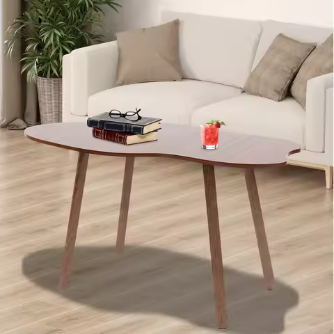 39x20in Cloud Shaped Coffee Table Modern Side Table Solid Wood Legs 44.09lbs Load Capacity Scratch R