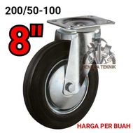 8" BLACK RUBBER WHEELS 8 INCH DISPLAY WHEELS. 8 INCH 200MM SWIVEL WHEELS