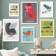 Mid Century Modern Furniture Chair Bauhaus Wall Art Canvas Painting Nordic Poster And Prints Wall Pi