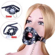 〖QALJFEIOBX-AJKFEKIIOWO-HOWJKE〗Leather Gag Open Mouth Gag With Stopper Restraints Slave Gag Fixed Fo