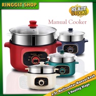 Ringgit Shop 4.5L Multicooker Manual Knob 3 Heating Stage Non Stick Stainless Steel Steam Tray Fry Deep Fry Cook
