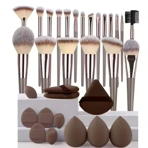 1-20PCS Makeup Brushes Set Eye Shadow Foundation Blush Highlighter Concealer Female Beauty Tool Puff