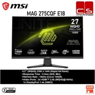 MSI MAG 275CQF E18 2560 x 1440 (WQHD) 180Hz |  0.5ms (GtG, Min) | Rapid VA | 1500R Curved | AMD Free