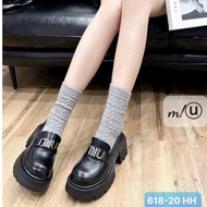 Women's 6m high boots, soft leather, miu QC shoes