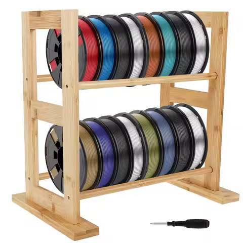 Wood 3D Printer Filament Storage Rack Desktop 2 Tier 3D Printer Filament Spool Holder Stand for Home