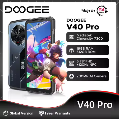 Global Version DOOGEE V40 Pro 5G Rugged Phone 6.78 " 2.4K 120Hz 36GB(16+20) 512GB Dimensity 7300 200