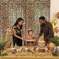 Leopard Print Theme Party Background Wall Cloth Rain Silk Curtain Leopard Print Rain Silk Curtain Bi