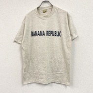 BANANA REPUBLIC 短袖印花 T 卹，單線縫製，米色，M 碼，古著。