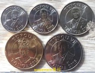 悅享購✨滿300出貨湯加王國2015年清年份硬幣5枚一套大全套 全新UNC 國王版外國錢幣