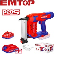 EMTOP เครื่องยิงตะปู ไร้สาย 20 โวลท์ (แบตเตอรี่ 1 ก้อน + แท่นชาร์จ) รุ่น ELBNLI3508 (ใช้กับตะปู รุ่น