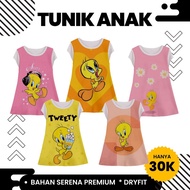 Cute Bird Tweety Tunic T-Shirt, Animated Cartoon FIlm, 3D Screen Printing, Fullprint Sublime, Anti-F