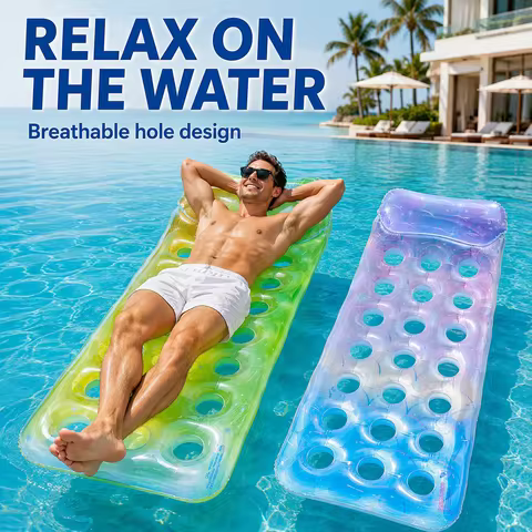 1PC Inflatable Pool Floats Lounger, 170x70cm Air Mattress Breathable Hole, Floating Mat Portable Wat