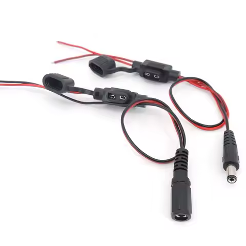 DC 5.5x2.1 Male female Plug With Fuse Seat Waterproof 5A Fuse Block To Open End Flexible Wire DC Pow