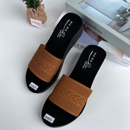 WEDGES IMPORT KAIN RAJUT MODEL SLOP TERBARU SANDAL WANITA KEKINIAN