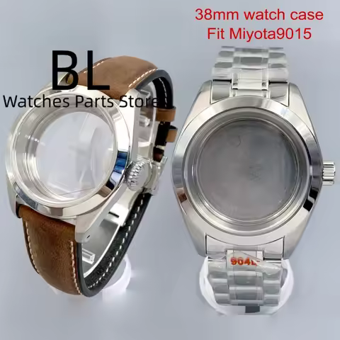 BLIGER 38mm Miyota9015 Watch Case polished Bezel Sapphire Glass 10Bar Stainless Steel Fits NH34NH35 
