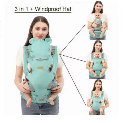 3 IN 1 Baby Hipseat Carrier Backpack Straps for Infant Toddler 0-36M Ergonomic With Windproof Hat fo