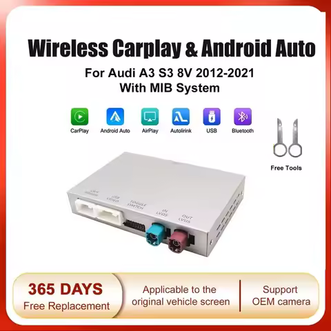 For Audi A3 8v Q7 Q2 8P 2013-2018 Wireless CarPlay Android Auto Module Bluetooth USB Reverse Camera 