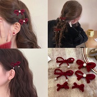 1/4Pcs Wine Red Red Girls Happy New Year Hairclips for Women Girls Fashion Accessory