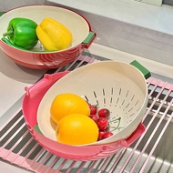 Dopamine Kitchen Vegetable Double-Layer Plastic Drain Basket Color Matching Fruit Basket Vegetable W