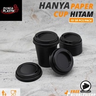 8oz Black Paper Cup / Full Black 8oz Paper Cup - Black + Close