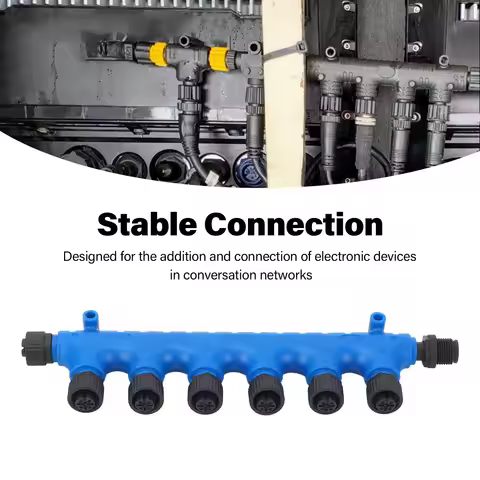 for NMEA2000 6 Port T Connector M12 5 Pin 22AWG IP67 Water Resistant Stable Connection for Lowrance 