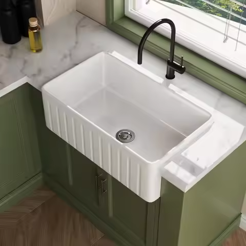 LH ceramic sink retro vegetable basin large single sink kitchen home embedded