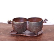 備前燒花盆 [附托盤] u-068