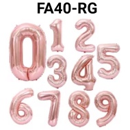 FA40-RG Foil balloon numbers 40 inch 100 cm number rosegold golden pink (Number foil balloon) papaya