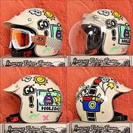 Helmet motosikal Taiwan gaya retro untuk lelaki dan wanita, helmet keselamatan menunggang motosikal 